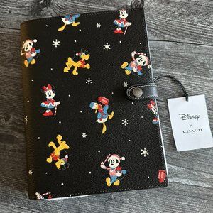 Coach Disney X Coach Notebook With Holiday Print Christmas Friends CN571